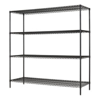 Hyper Tough Black Wire Shelf 4-Tier Heavy Duty 72"H x 72"W x 24"D, 4000lbs Total Capacity EasyOptionXY LLC