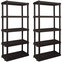 Hyper Tough Large 5-Tier Shelving Unit, W36 x D18 x H74" Interlocking Multipurpose Organizer, Black, Pack of 2 EasyOptionXY LLC