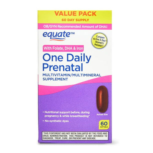 Equate One Daily Prenatal Softgels Multivitamin/Multimineral Supplement; 60 Count EasyOptionXY LLC