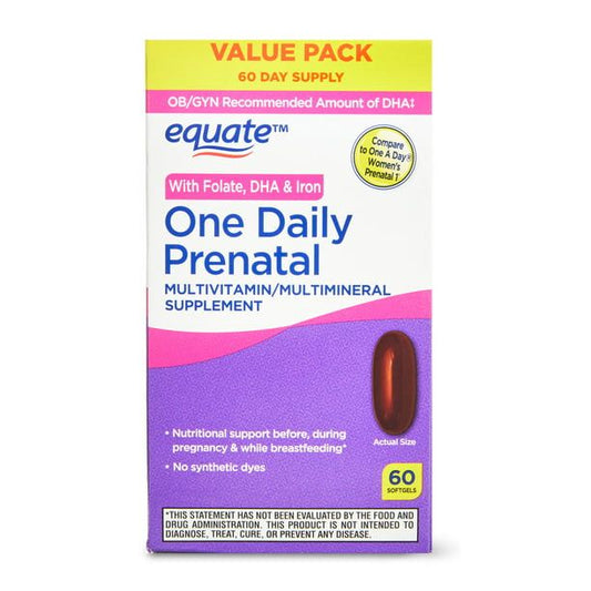 Equate One Daily Prenatal Softgels Multivitamin/Multimineral Supplement; 60 Count EasyOptionXY LLC