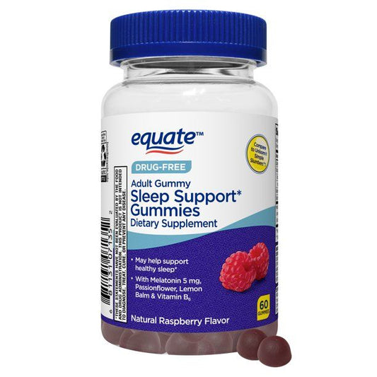 Equate Drug-Free Sleep Support Gummies Dietary Supplement; Raspberry Flavor; 60 Count EasyOptionXY LLC