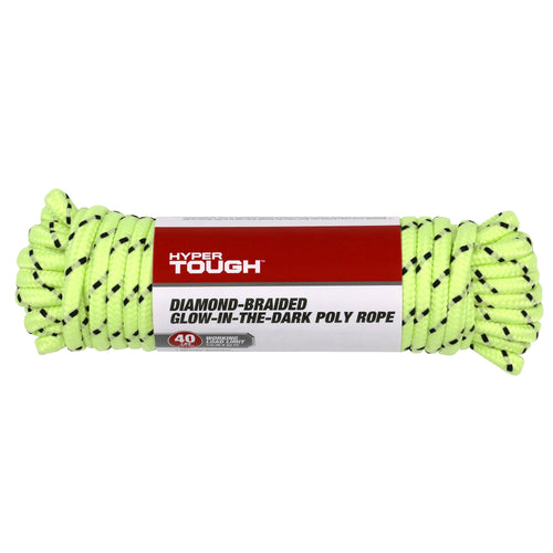 Hyper Tough 1/4 inch x 50 feet Glow-in-Dark Polypropylene Rope, Green EasyOptionXY LLC