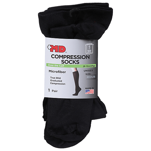 +MD Md Microfiber Over The Calf Compression Socks Black, Medium