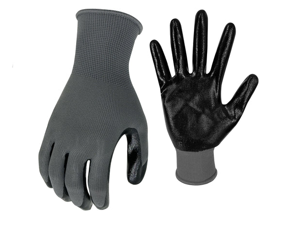 Hyper Tough 3 Pack, Nitrile Grip Gloves, Gray, Latex Free, Large EasyOptionXY LLC