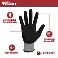 Hyper Tough Performance Grip Gloves, ANSI, Nitrile, Nylon, Spandex, Gray, x-Large EasyOptionXY LLC