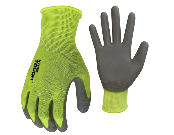 Hyper Tough Hi-Visibility Glove, Polyester Coating, Neon Green, Size Large, 3 Pairs EasyOptionXY LLC