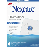 3M™ Nexcare™ Tegaderm™ Transparent Waterproof Dressing, 4" x 4-3/4", 4-Pack