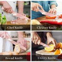 Kitchen Knife Set, 7-Pieces Stainless Steel Knives Set with Block, Chef Cooking Knife Set EasyOptionXY LLC