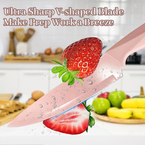 Kitchen Knife Set, 7-Pieces Stainless Steel Knives Set with Block, Chef Cooking Knife Set EasyOptionXY LLC