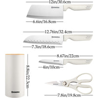 Knife Set for Kitchen, 5-Pieces White Cooking Knife Set with Storage Knife Holder, Sharp Stainless Steel Knife Block Set for Cutting Slicing Dicing Chopping EasyOptionXY LLC
