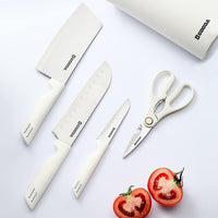 Knife Set for Kitchen, 5-Pieces White Cooking Knife Set with Storage Knife Holder, Sharp Stainless Steel Knife Block Set for Cutting Slicing Dicing Chopping EasyOptionXY LLC