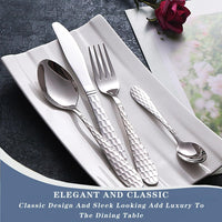 24 Pieces Silverware Set, Stainless Steel Flatware Set with Holder, Mirror Polished Utensils Set Service for 6, Durable Kitchen Eating Tableware Set, Include Fork Knife Spoon Set, Dishwasher Safe EasyOptionXY LLC