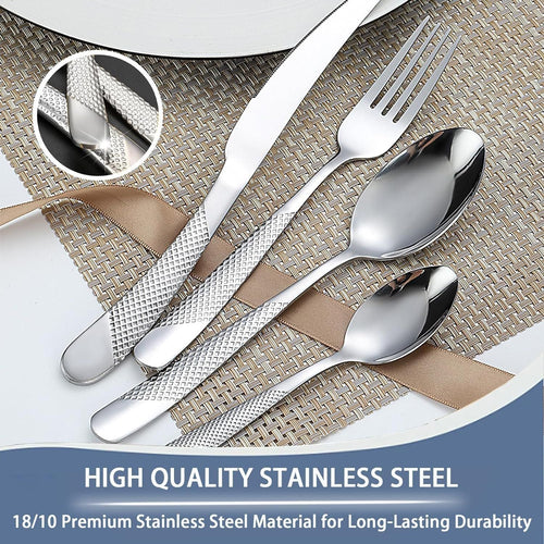 Gold Silverware Set, 24 Pieces Flatware Set with Silverware Holder, Stainless Steel Knives and Forks and Spoons Cutlery Set Service for 6, Kitchen Utensil Tableware Set with Antiskid Handle EasyOptionXY LLC