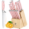 Kitchen Knife Set, 15 Pieces High Carbon Stainless Steel Knife Block Set with Wood Block, Cutlery Block Knife Set, Forged Triple Rivet, Razor-Sharp Blade Ergonomic Handle, Dishwasher Safe EasyOptionXY LLC