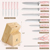 Kitchen Knife Set, 15 Pieces High Carbon Stainless Steel Knife Block Set with Wood Block, Cutlery Block Knife Set, Forged Triple Rivet, Razor-Sharp Blade Ergonomic Handle, Dishwasher Safe EasyOptionXY LLC
