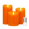 Flameless Candles Lights, Set of 3 Orange Flickering LED Candles with Remote & Timer, Dimmable LED Pillar Candles Battery Operated, Electric Candles for Fall Halloween Thanksgiving Decor EasyOptionXY LLC