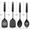 Silicone Cooking Spatulas and Spoons, 4 Pack Heat Resistant Silicone Cooking Utensils Set, Non Stick Large Kitchen Silicone Spatula and Spoons for Cooking, Mixing, Serving, Draining, Black EasyOptionXY LLC