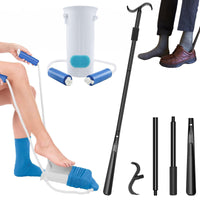 KEKOY 2 Pack Sock Aid Device and Shoe Horn Set, 35" Extra Long Handle Shoe Horn Adjustable Dressing Stick Socks Assist with Foam Handles, Mobility Aid for Senior EasyOptionXY LLC