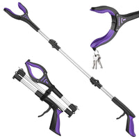 36" Grabber Reacher, Kekoy Foldable Grabbers for Elderly Grab it Reaching Tool Heavy Duty, Anti-Slip Rotating Jaw with Magnet, 4" Wide Claw Opening Reachers for Seniors, Trash Picker Tool(Purple) EasyOptionXY LLC