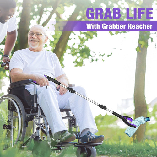 36" Grabber Reacher, Kekoy Foldable Grabbers for Elderly Grab it Reaching Tool Heavy Duty, Anti-Slip Rotating Jaw with Magnet, 4" Wide Claw Opening Reachers for Seniors, Trash Picker Tool(Purple) EasyOptionXY LLC