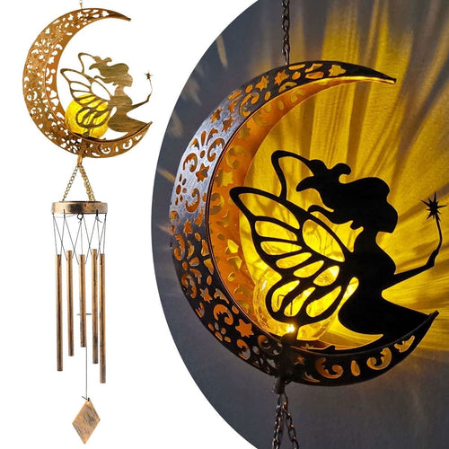 Moon Fairy Wind Chimes, Outdoor Crackle Glass Ball Solar Wind Chimes Lights, Memorial Gifts for Women, Birthday Sympathy Gifts Gardening Decoration EasyOptionXY LLC