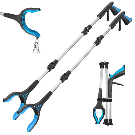 2 Pack Kekoy Reacher Grabber Pickup Tool, Hand Reachers and Grabbers for Seniors for Reach Heavy Duty, Trash Picker Upper Grabber, Blue EasyOptionXY LLC