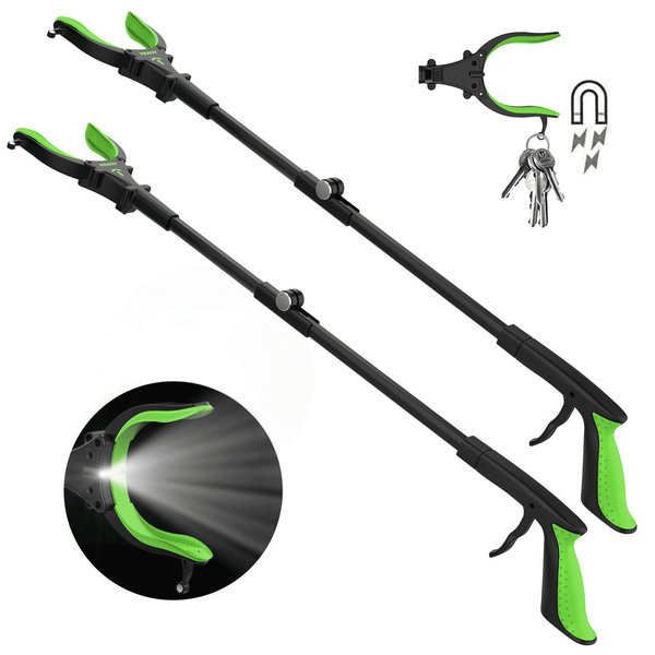 Kekoy 2-Pack 32" Foldable Reacher Grabber Tool with Light and Magnet, 360¡ã Rotating Head, Trash Picker Grabber, Reaching Assist Tool for Litter Pick up, Claw Grabbers for Elderly, Arm Extension EasyOptionXY LLC