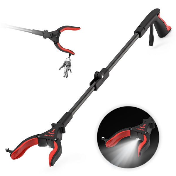 Kekoy 32 Inch Grabber Reacher Tool, Foldable Grabber with Light, Extra Long Grabbers for Elderly Grab It Reaching Tool, Trash Pick up Stick, Picker Upper Heavy Duty, Red EasyOptionXY LLC