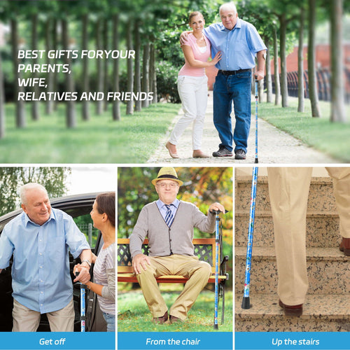 KEKOY Foldable Walking Cane, Floral Printed Canes for Men and Women - Self-Standing Cane, Lightweight Cane, Folding Cane with Adjustable Heights for Special Balancing EasyOptionXY LLC