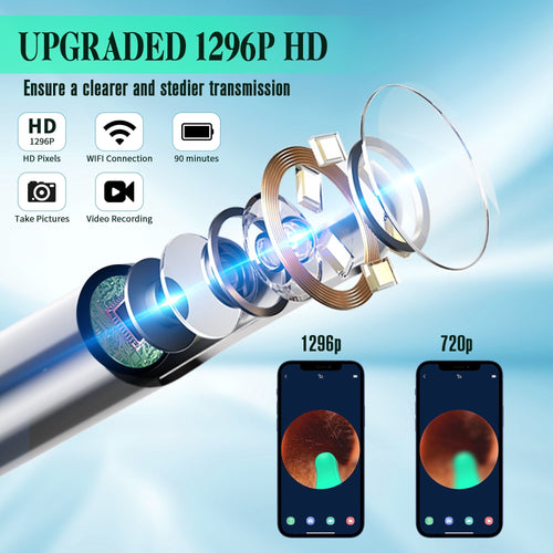 KEKOY Ear Cleaner with Camera, Earwax Remover Tool, 1296P HD Ear Otoscope with 6 LED Lights, 6 Ear Spoon & 8 Tools Ear Wax Removal Kit for iPhone, iPad & Android Smart Phone EasyOptionXY LLC