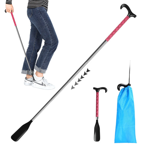 KEKOY Long Shoe Horn, 14" to 34" Adjustable and Retractable Expander Long Handle Shoe Stick, Stainless Steel Sock Removal Tool for Shoes, Shirts and Pant with Travel Bag EasyOptionXY LLC