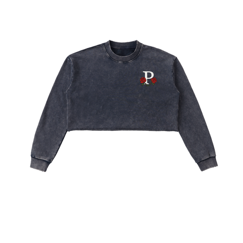 Chains & Roses Snow Washed Cropped Sweatshirt