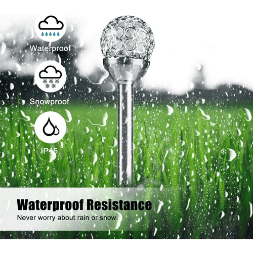 Garden Solar Lights, Cracked Glass Ball Waterproof Cool White LED for Outdoor Decor Decorations Pathway Patio Yard Lawn, 4 Pack EasyOptionXY LLC