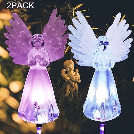 Multi-Color Changing Solar Angel Light, 2 Pcs Decorative Solar Garden Light, Outdoor Path Light for Yard Grave Cemetery Decoration EasyOptionXY LLC