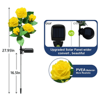 LED Solar Flower Light, Outdoor Solar Landscape Lights with 5 Rose Flowers, Waterproof Solar Garden Lights for Patio Yard Pathway Decoration, Yellow EasyOptionXY LLC