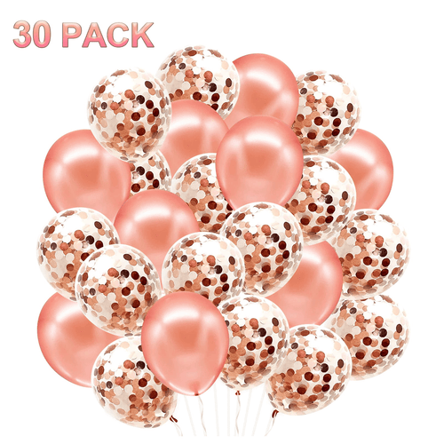 30 Pcs Rose Gold Balloons - 12 Inch Birthday Party Supplies with 10 Latex Balloons and 20 Confetti Balloons, Rose Gold Balloons Set for Birthday Baby Shower Party Decorations EasyOptionXY LLC