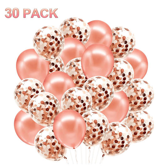 30 Pcs Rose Gold Balloons - 12 Inch Birthday Party Supplies with 10 Latex Balloons and 20 Confetti Balloons, Rose Gold Balloons Set for Birthday Baby Shower Party Decorations EasyOptionXY LLC