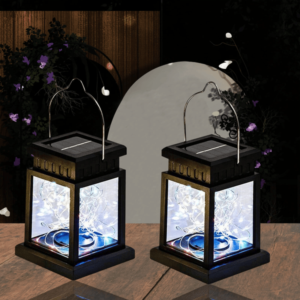 2 Pack Outdoor Hanging Solar Lights, LED Fairy Lights Waterproof Solar Lantern Outdoor for Balcony Garden Courtyard Patio Decoration (Multicolor) EasyOptionXY LLC