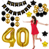 40th Birthday Decorations Kit, Large Number 40 Balloons, Black and Gold Happy Birthday Banner with Latex and Star Balloons, 40 Birthday Balloons Set Party Supplies, 24 Pack EasyOptionXY LLC