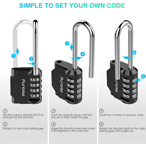 2 Pack Combination Lock, 2.2 inch Long Shackle Padlock, 4 Digit Locker Lock Number Gate Lock for School Gym Locker, Black EasyOptionXY LLC