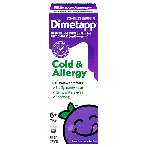 Dimetapp Cold & Allergy, Grape Flavor, Alcohol Free 8 Fl Oz