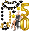 50th Birthday Decorations Kit, Large Number 50 Balloons, Black and Gold Happy Birthday Banner with Latex and Star Balloons, 50 Birthday Balloons Set Party Supplies, 24 Pack EasyOptionXY LLC