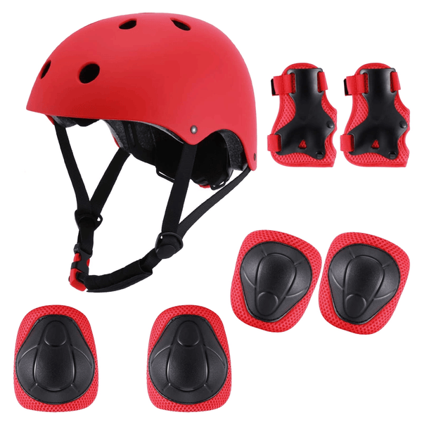 Adjustable Kids Helmet Set, Protective Gear Set with Knee Pads and Elbow Wrist Guards for 3~10yrs Girls Boys Bike Roller Skating Cycling Scooter, Red EasyOptionXY LLC