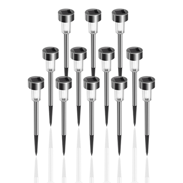 12 Pack Solar Lights Outdoor, Stainless Steel Solar Garden Lights, Waterproof LED Landscape Lighting for Pathway Patio Yard Walkway Decoration, Cool White EasyOptionXY LLC
