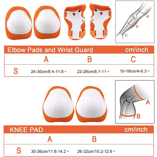 Kids Guards Protective Gear for 3-8 Years Toddlers, Orange Knee Pads Elbow Pads with Wrist 3 in 1 Sports Gear Set for Bike, Cycling, Roller Skating, Skateboard EasyOptionXY LLC