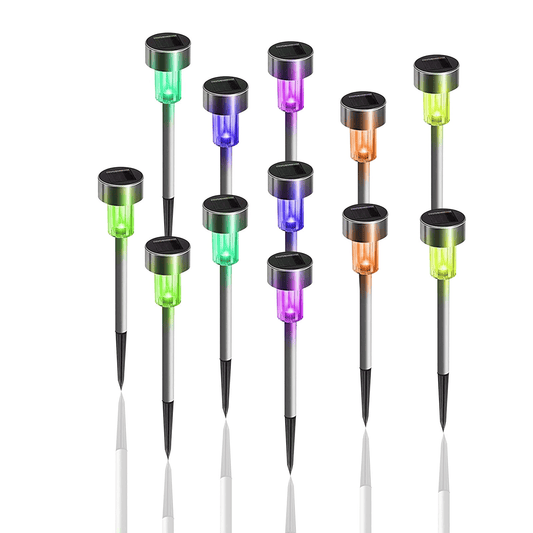 12 Pack Solar Lights Outdoor, Stainless Steel Solar Garden Lights, Waterproof LED Landscape Lighting for Pathway Patio Yard Walkway Decoration, Multicolor EasyOptionXY LLC
