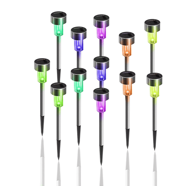 12 Pack Solar Lights Outdoor, Stainless Steel Solar Garden Lights, Waterproof LED Landscape Lighting for Pathway Patio Yard Walkway Decoration, Multicolor EasyOptionXY LLC