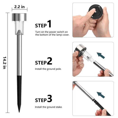 12 Pack Solar Lights Outdoor, Stainless Steel Solar Garden Lights, Waterproof LED Landscape Lighting for Pathway Patio Yard Walkway Decoration, Warm White EasyOptionXY LLC