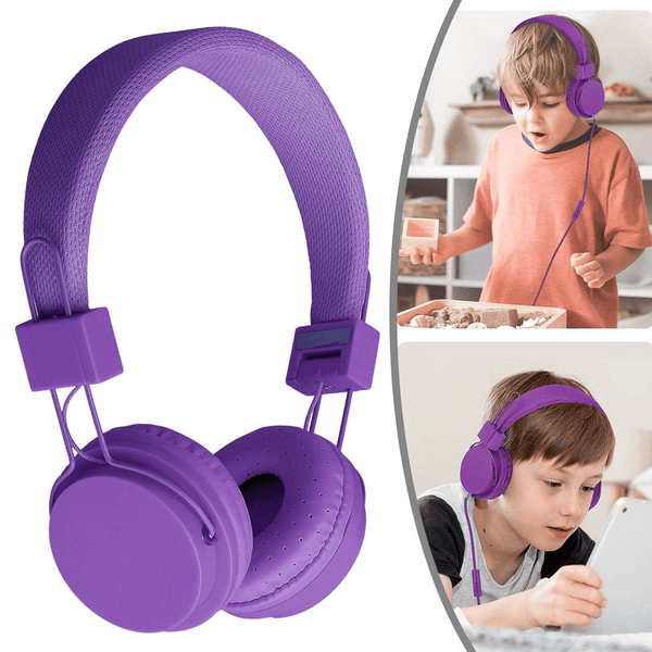 Kids Over Ear Headphones, Noise Cancelling Wired Earphone for Boys Girls, 3.5mm Foldable Headset Suitable for IOS Android Smartphones, Purple EasyOptionXY LLC