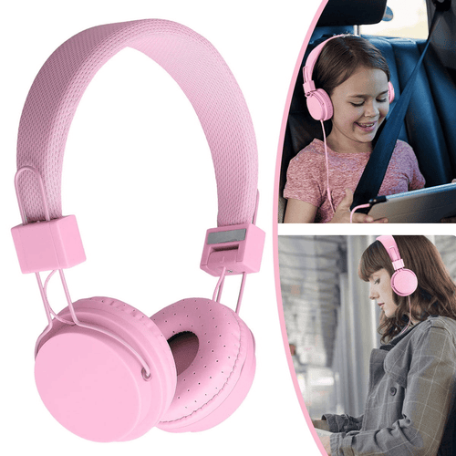 Kids Over Ear Headphones, Noise Cancelling Wired Earphone for Boys Girls, 3.5mm Foldable Headset Suitable for IOS Android Smartphones, Pink EasyOptionXY LLC